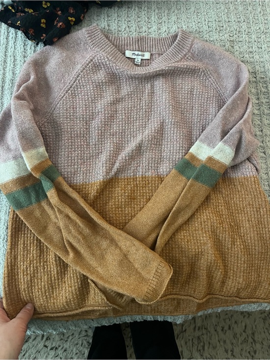 Madewell Sweaters - Madewell Blush, Mustard & Green Colorblock Crewneck Sweater